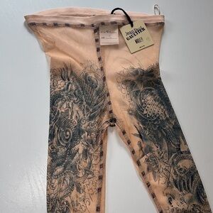 Jean Paul Gaultier Vintage Tattoo Mesh Leggings New With Tags Size L​​​